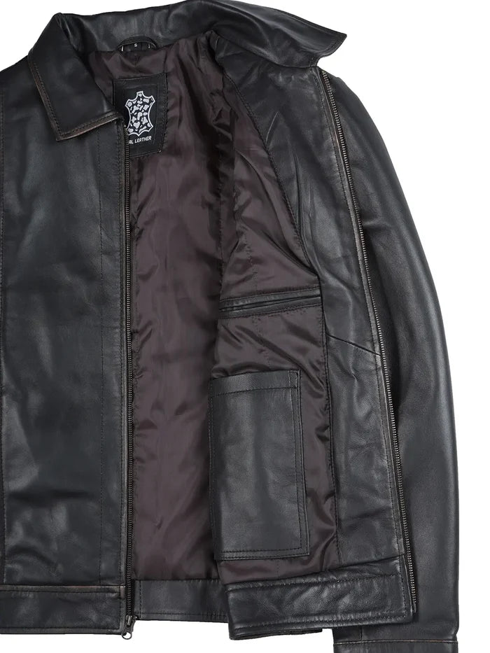 Men's Dark Brown Leather Motorcycle Jacket