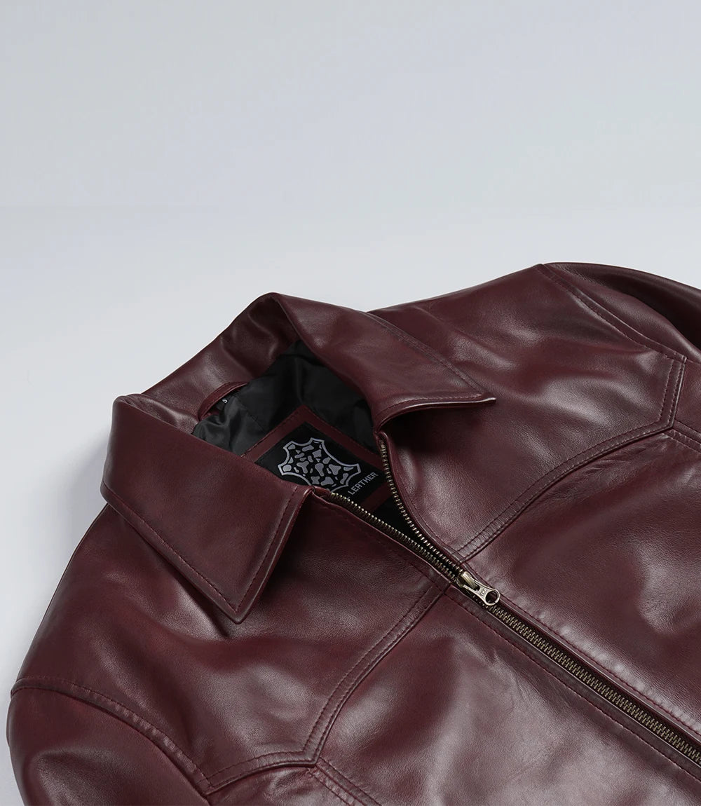 Hommes Bourgogne Cuir Bombardier Veste