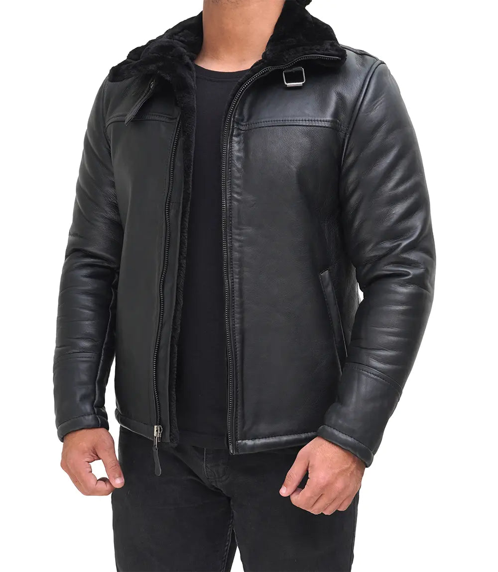 veste en cuir peau de mouton pour homme