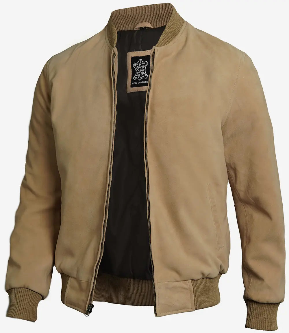 Adamsville Men's Camel Suede Bomber Jacket