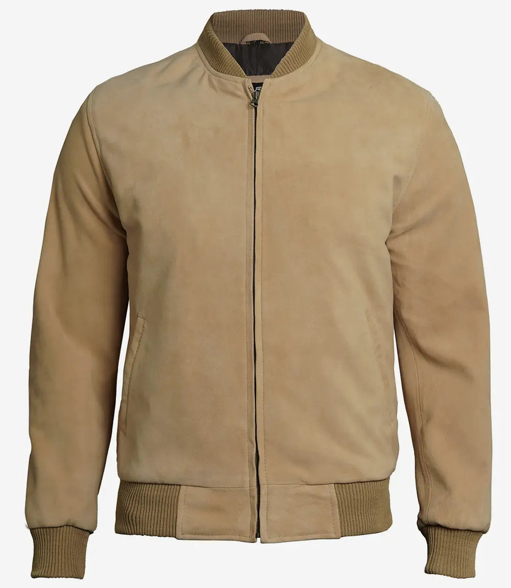 Adamsville Men's Camel Suede Bomber Jacket