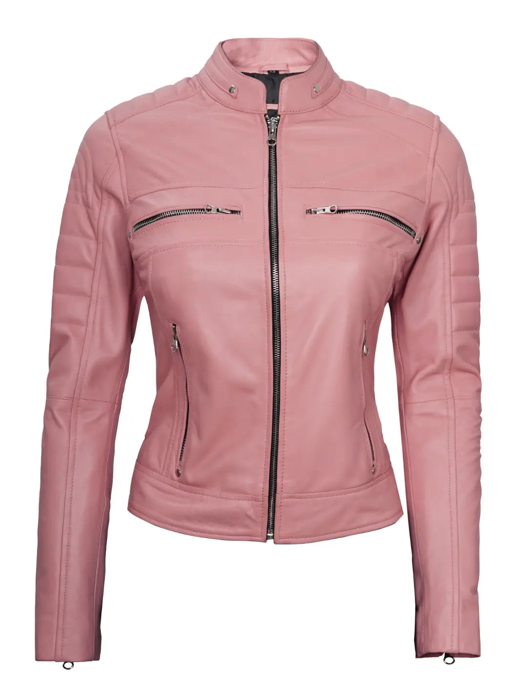 veste en cuir rose femme