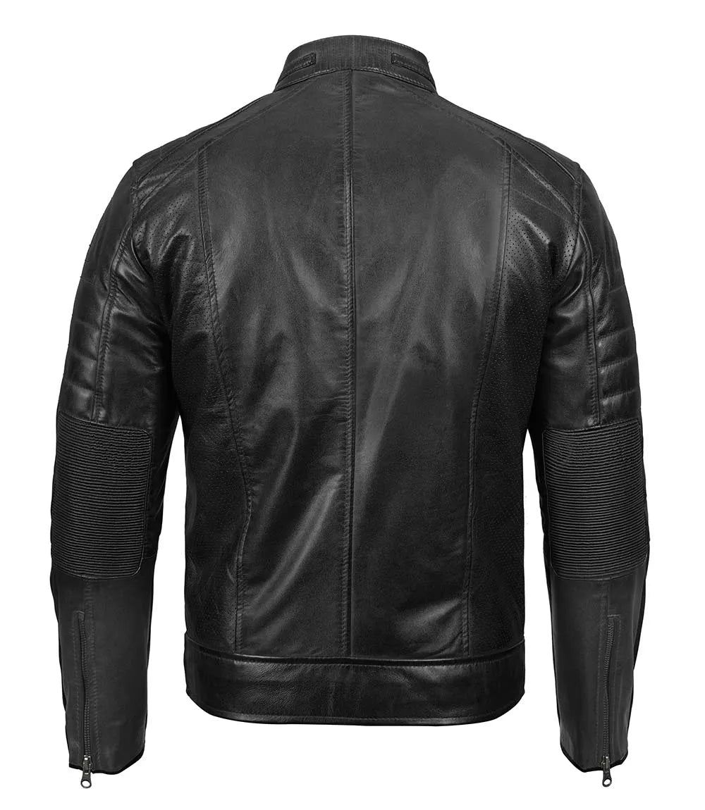 veste café racer en cuir véritable
