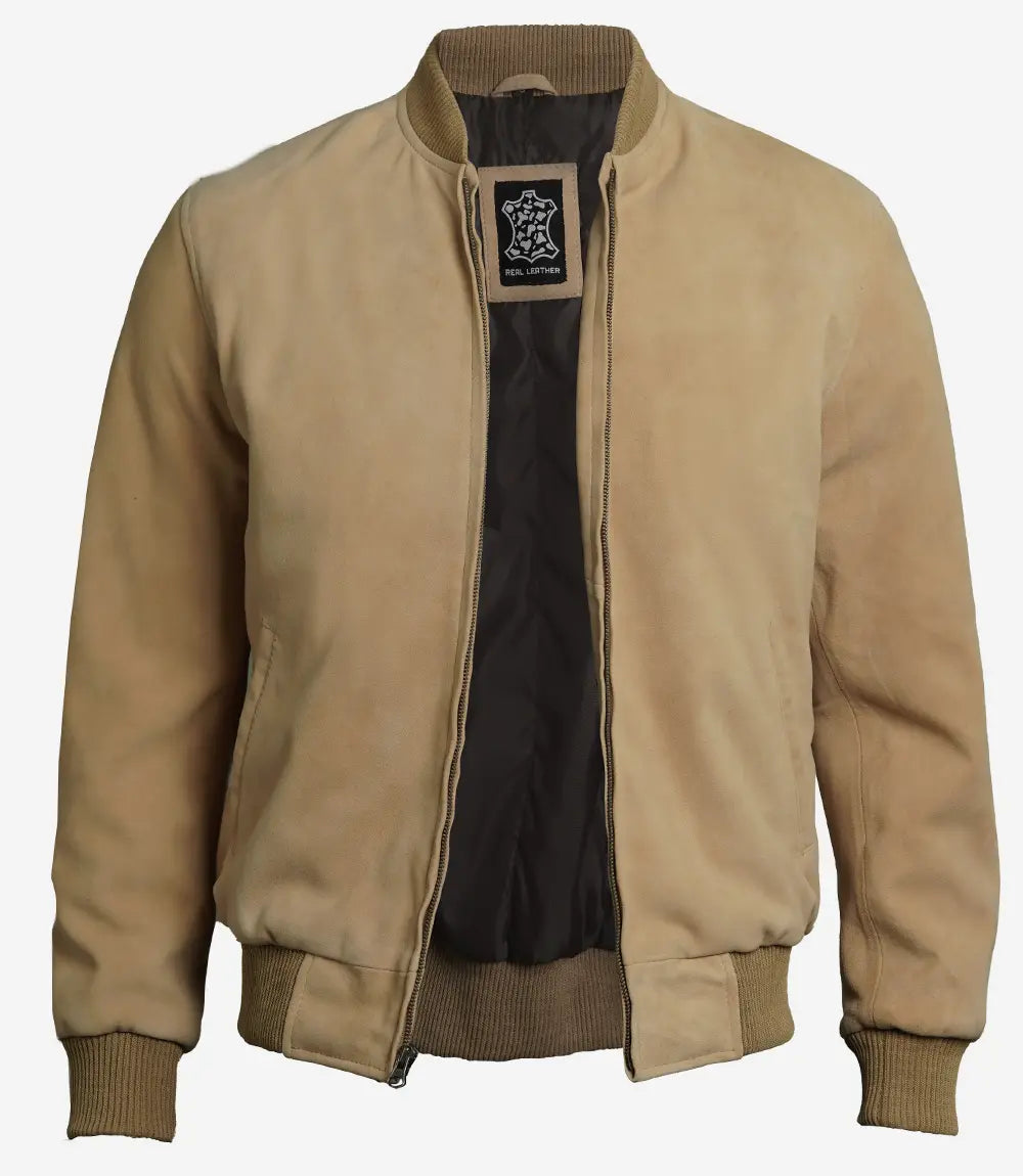Adamsville Men's Camel Suede Bomber Jacket