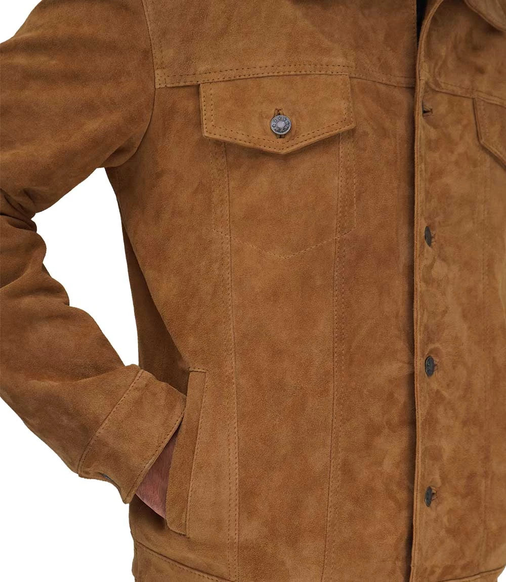 veste en daim beige homme