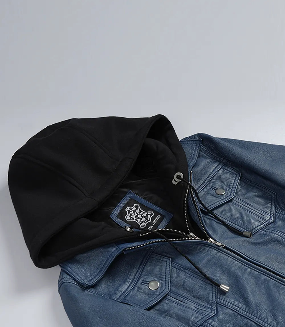 Femmes Bleu Denim Style Lavé Cuir Veste