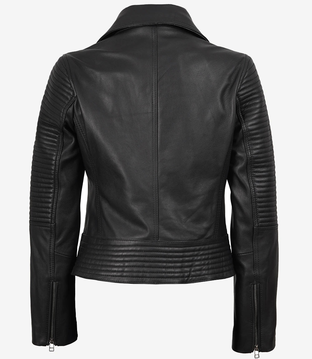 Moto Noire Blouson En Cuir Femme