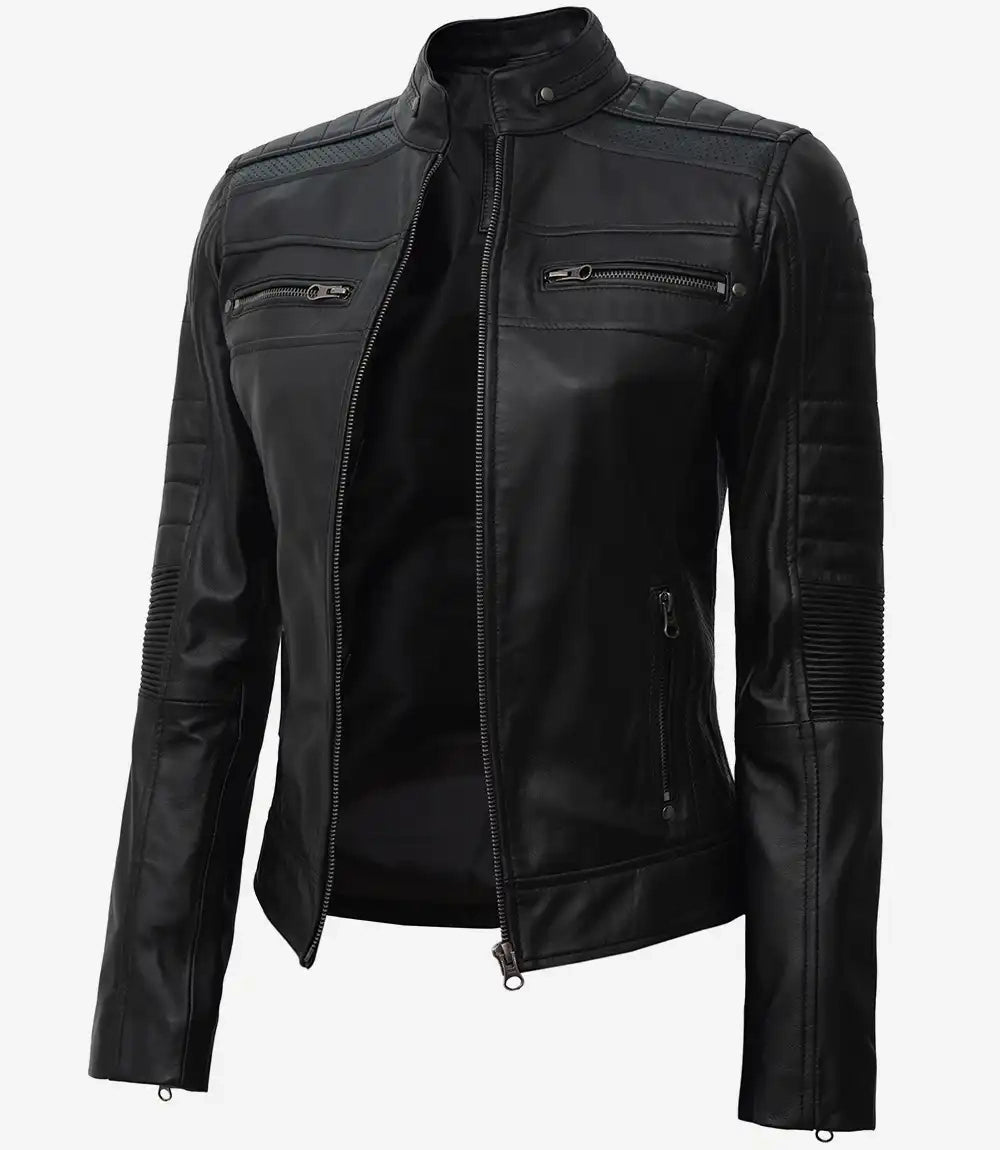 blouson cuir femme