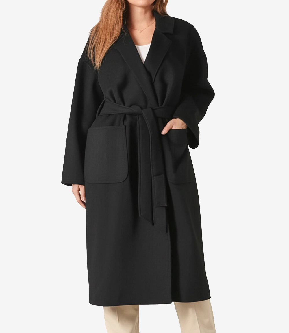 Femme Noir Manteau En Laine
