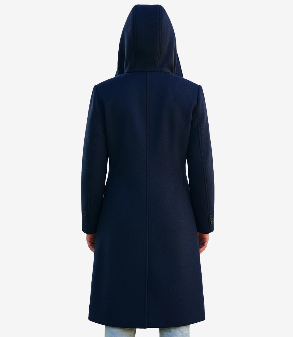 Bleu Marine Manteau En Laine