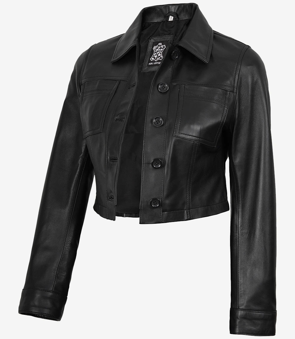 Johnson Women's Cognac Cafe Racer Quilted Leather Jacket