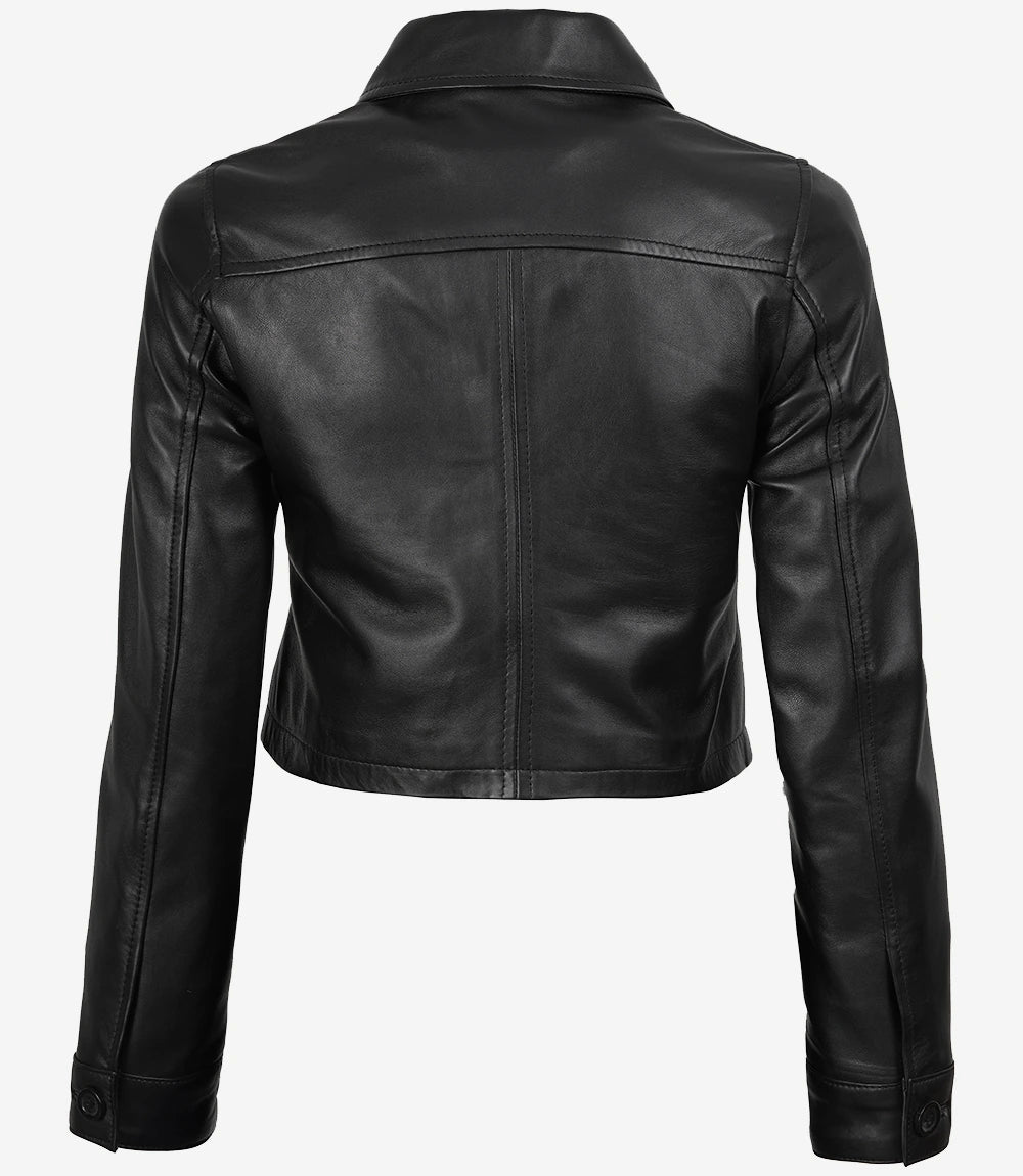 Johnson Women's Cognac Cafe Racer Quilted Leather Jacket