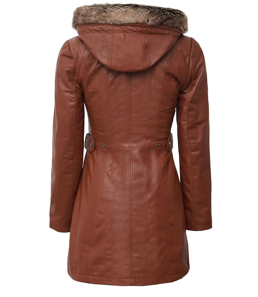 manteau en cuir retourné pour femme